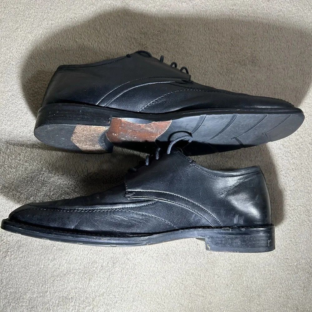 Bachrach Men's Black Leather Apron Toe Derby Dress Shoes Size 10.5 Romania